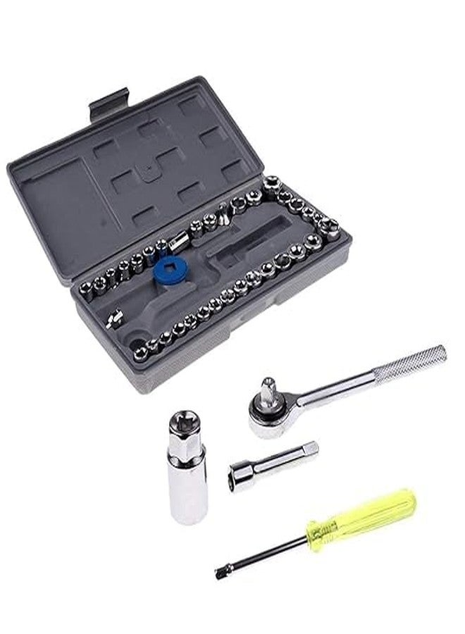 YUGANSHU 40 in 1 Screwdriver & Socket Tool Kit | Hex Wrench Ratchet Handle Set | Carbon Steel Repair Tools for Car Bike Motorcycle Household Maintenance Portable Toolbox - Image 4
